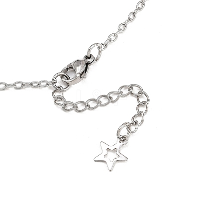 201 Stainless Steel Sun Moon Star Pendant Natural Lapis Lazuli & 304 Stainless Steel Link Chain 3 Layer Necklaces for Women NJEW-JN05470-04-1