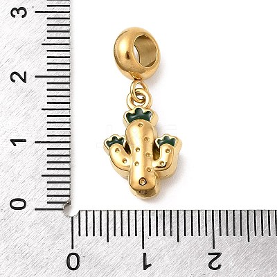 304 Stainless Steel Green Enamel European Dangle Charms STAS-D153-15G-1