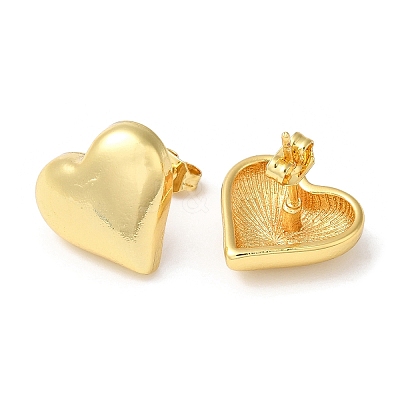Rack Plating Brass Heart Stud Earrings X-EJEW-Q766-02G-1