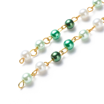 Handmade Glass Pearl Round Beaded Chains AJEW-SZ0002-40D-1