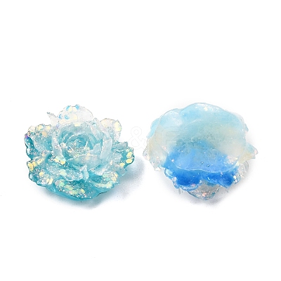 Two Tone Opaque Resin & Glitter Powder Cabochons RE-CBA7537-03-1