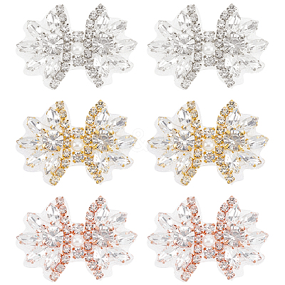6Pcs 3 Style Glitter Hotfix Rhinestone Iron on Patches(Hot Melt Adhesive On The Back) AJEW-FG0003-69-1
