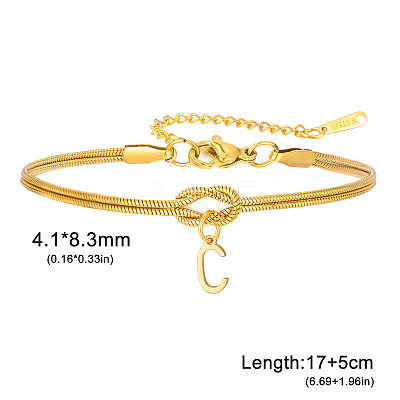 304 Stainless Steel Initial Charm Bracelets FS-WGD8E41-12-1