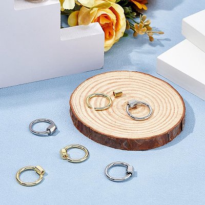 6Pcs 2 Colors Brass Screw Carabiner Lock Charms KK-HS0001-08-1