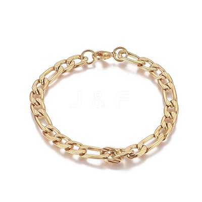 Ion Plating(IP) 304 Stainless Steel Figaro Chain Bracelets BJEW-I274-05G-1