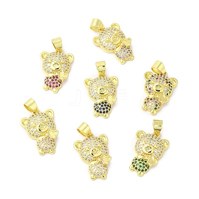 Rack Plating Brass Pave Cubic Zirconia Pendants KK-R144-16G-1