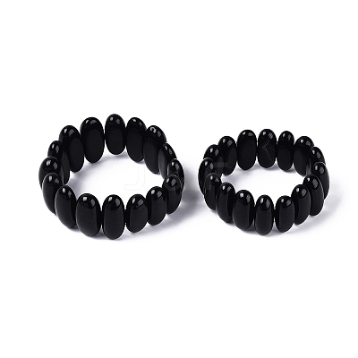 Oval Natural Agate Beaded Stretch Bracelets for Women Men G-Q601-23A-1