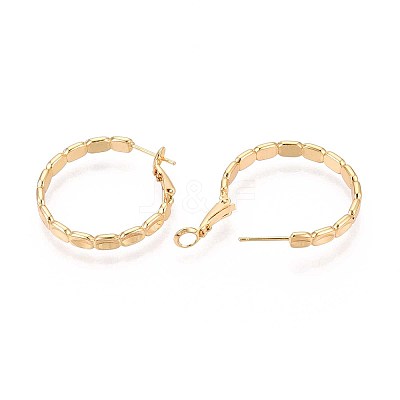 Oval Brass Hoop Earrings EJEW-T047-97G-1
