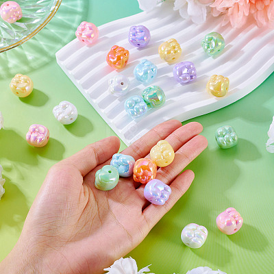 32Pcs 8 Colors UV Plating Opaque Acrylic Beads MACR-TA0002-63-1