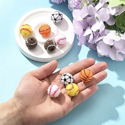 10Pcs 5 Colors Sport Theme Opaque Acrylic Resin Beads MACR-FS0002-05-1