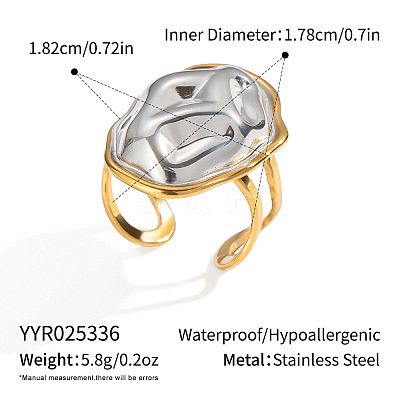 Textured 304 Stainless Steel Cuff Open Rings for Women IH0404-2-1