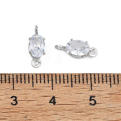SHEGRACE Brass Pave Cubic Zirconia Oval Connector Charms XGRQ2O873-437A-P-1