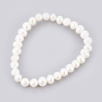 Grade A Pearl Stretch Bracelets BJEW-JB03911-1