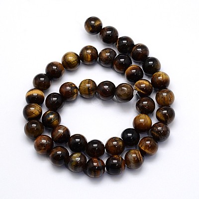 Natural Grade AB Tiger Eye Round Beads Strands G-O047-02-4mm-1