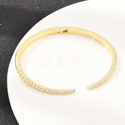 Brass Micro Pave Clear Cubic Zirconia Hinged Bangles BJEW-F528-01G-1