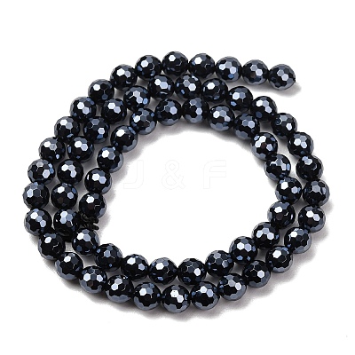 Electroplated Natural Agate Beads Strands G-B191-A07-6mm-18-1