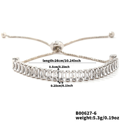 Adjustable Brass Pave Cubic Zirconia Slider Bracelets YT3648-1-1