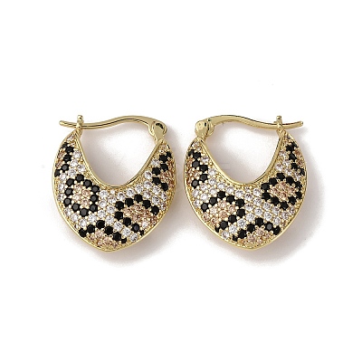 Brass Micro Pave Cubic Zirconia V-Shaped Hoop Earrings EJEW-H165-06G-1