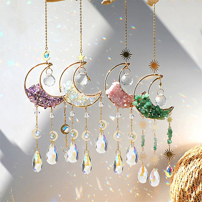 Crystal Chandelier Glass Teardrop Pendant Decorations HJEW-PH01778-01-1