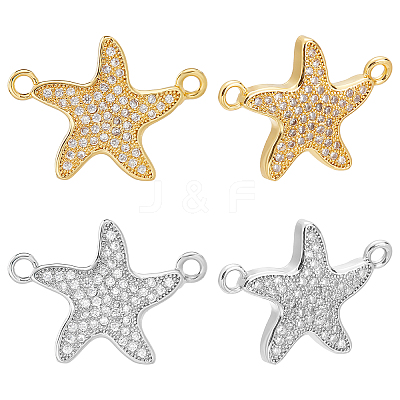 8Pcs 2 Colors Brass Micro Pave Clear Cubic Zirconia Links Connectors KK-CA0003-08-1