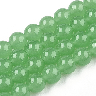 Imitation Jade Glass Beads Strands GLAA-T032-J10mm-02-1
