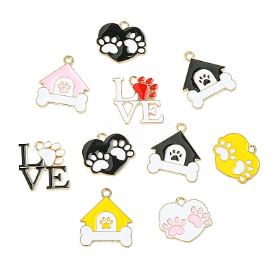 40Pcs 8 Styles Pet Paw Print Theme Alloy Enamel Pendants ENAM-CJ0007-13-1