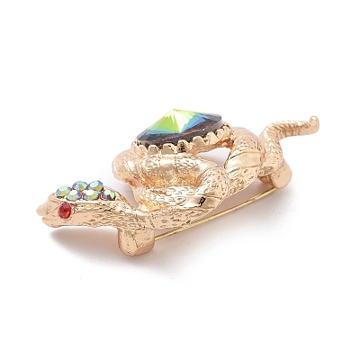 Snake Alloy Rhinestone Brooches JEWB-E041-03KCG-1