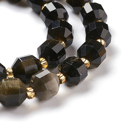 Natural Golden Sheen Obsidian Beads Strands G-K303-A30-8mm-1