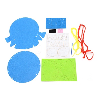 The Earth Day Theme DIY Non Woven Cloth Cartoon Earth-shaped Bag Kits DIY-WH0001-40-1