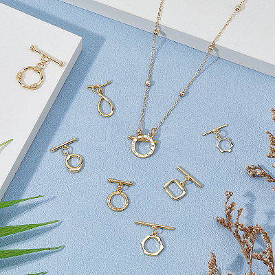 16Pcs 8 Styles Brass Toggle Clasps KK-HS0001-40-1