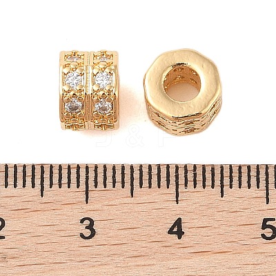 Brass Micro Pave Clear Cubic Zirconia European Beads KK-B100-017G-1