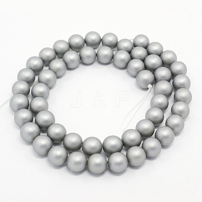Round Shell Pearl Frosted Beads Strands X-BSHE-I002-8mm-223-1