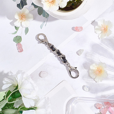 1Pc Black PU Leather Alloy Crub Chain Purse Strap Extenders for Purse Making PURS-CL0001-10A-1