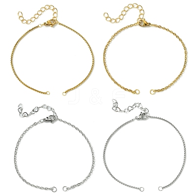 12Pcs 4 Style Half Finished 304 Stainless Steel Cable Chain Bracelets AJEW-NB0003-65-1