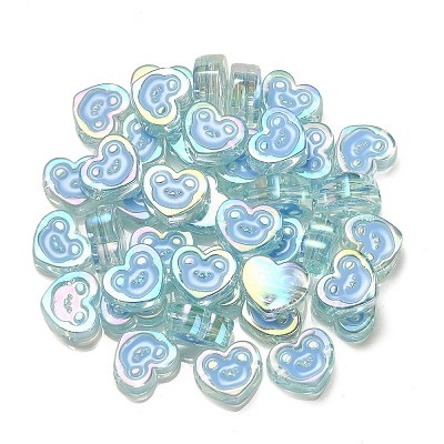 UV Plating Rainbow Iridescent Acrylic Enamel Beads X-OACR-G012-12-1