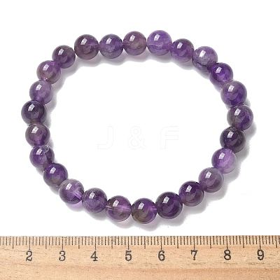 Natural Amethyst Bead Stretch Bracelets X-BJEW-K212-B-034-1