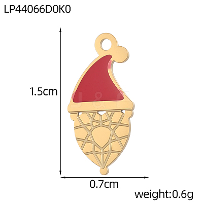 Christmas 304 Stainless Steel with Red Enamel Charms SA-OY003-74G-01-1