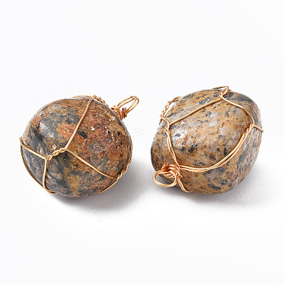 Natural Leopard Skin Jasper Pendants G-N332-50-02-1