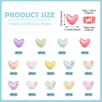 112Pcs 14 Styles UV Plating Transparent and Opaque Acrylic Beads MACR-TA0002-32-1