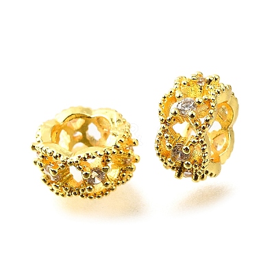 Column Brass Micro Pave Cubic Zirconia European Beads KK-L230-08G-02-1