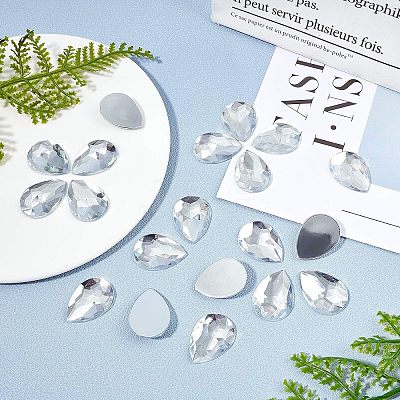 Acrylic Rhinestone Flat Back Cabochons GACR-FG0001-01-1