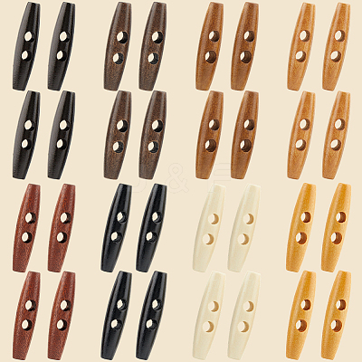 32Pcs 8 Colors 2-Hole Wood Buttons DIY-GF0011-42A-1