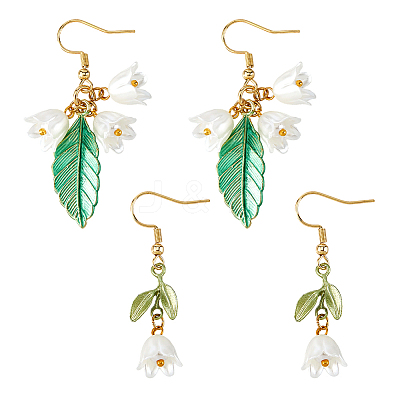 2 Pairs 2 Styles Alloy Enamel Dangle Earrings EJEW-HS00006-1