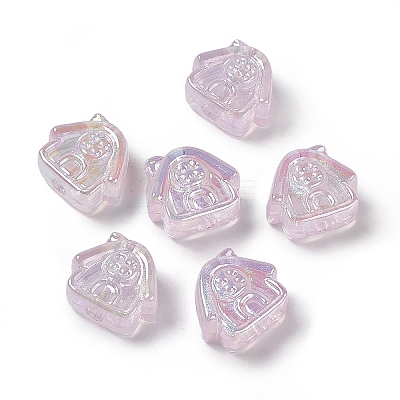 UV Plating Rainbow Iridescent Acrylic Beads PACR-M003-02D-1