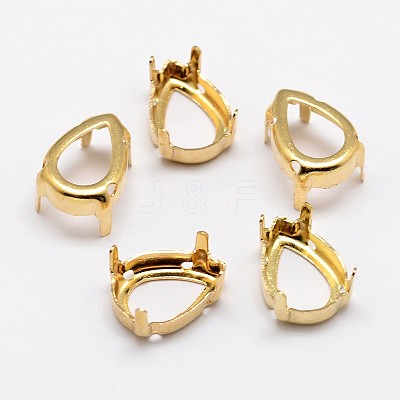 Flat Teardrop Brass Sew on Prong Settings KK-N0084-A02-20x30G-1