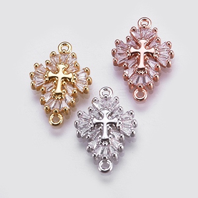 Brass Micro Pave Cubic Zirconia Links ZIRC-E144-12-1