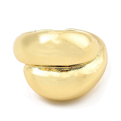 Rack Plating Brass Teardrop Open Cuff Rings for Women RJEW-G294-06G-1