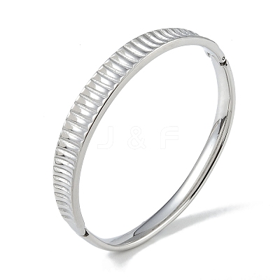Non-Tarnish 304 Stainless Steel Grooved Hinged Bangles for Women BJEW-U002-10P-1