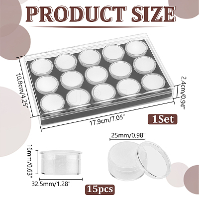 15 Slots Round Acrylic Loose Diamond Storage Boxes CON-WH0089-78B-1