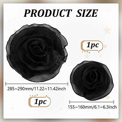 2Pcs 2 Styles Organza Flower Brooches JEWB-FG0001-58A-1